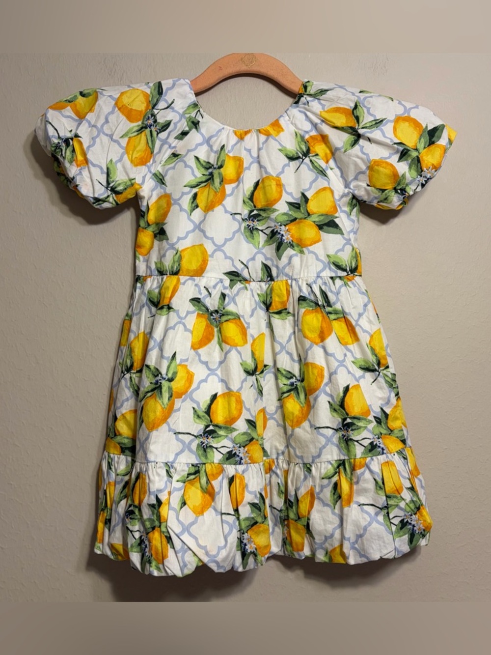 Janie and Jack Lemon Puff  White‎ Sleeve Dress size 3